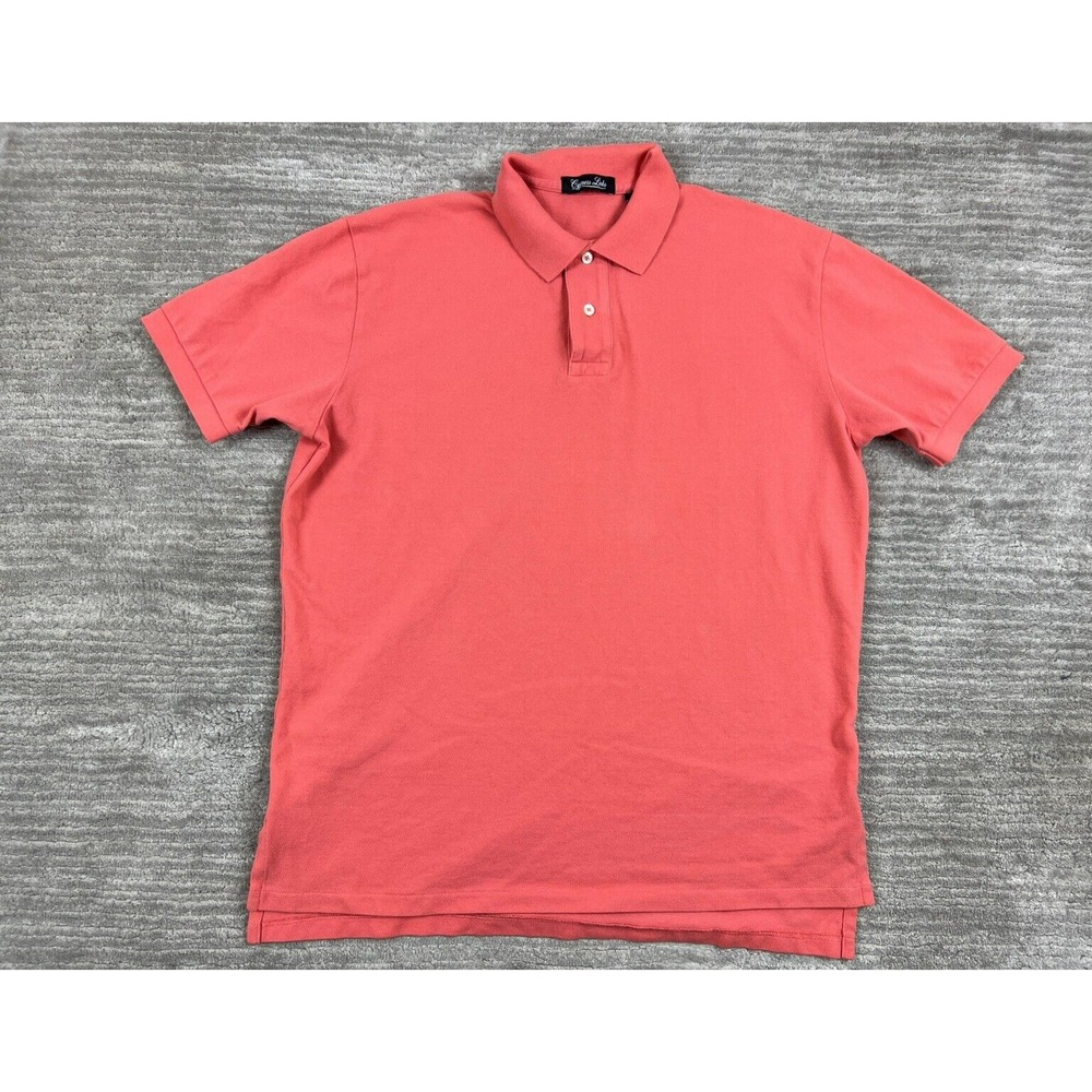 Cypress Links‎ Polo Shirt Mens Large Coral Pink Short Sleeve Cotton Pique Solid